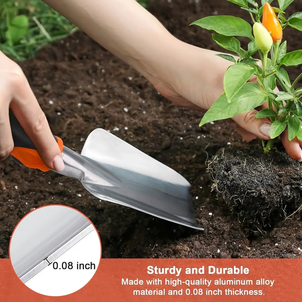 Heavy-Duty Garden Hand Shovel Tool, Ergonomic Grip Design, Durable Construction, Ideal for Digging & Soil Moving, Perfect for Gardening Tasks