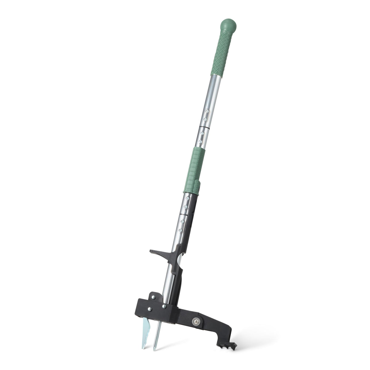 Amazon Basics Garden Rake, Leaf rake with 38.58" - 80.51" Adjustable Steel Handle, Gardening tools for Yard Work, Olive/Black/Silver