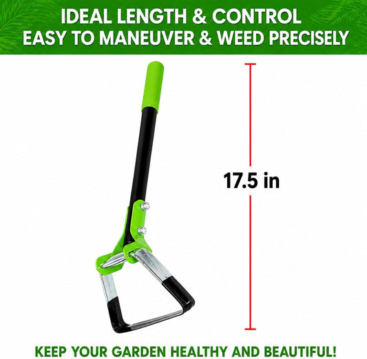 Garden Guru Action Stirrup Hoe Garden Tool, 17.5-Inch Long, with Ergonomic Handle – Rust Resistant Heavy Duty Steel Loop Hoe for Weeding, Planting, Sowing Seeds, Making Furrows & Soil Cultivation