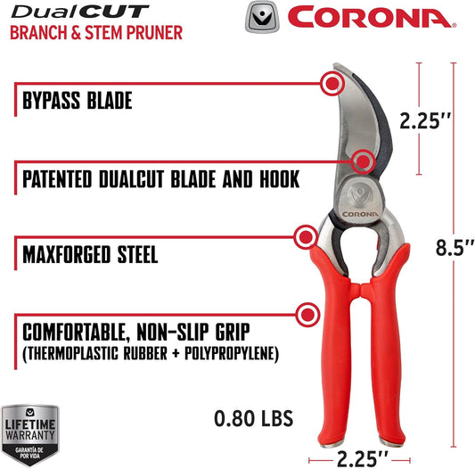 Corona Tools DualCUT Forged Steel Bypass Hand Pruner – 1″ Cutting Capacity Garden Pruning Shears for Branch & Stem Cutting