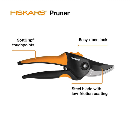 Fiskars SoftGrip Bypass Pruning Shears, 5/8" Cut Capacity Garden Clippers
