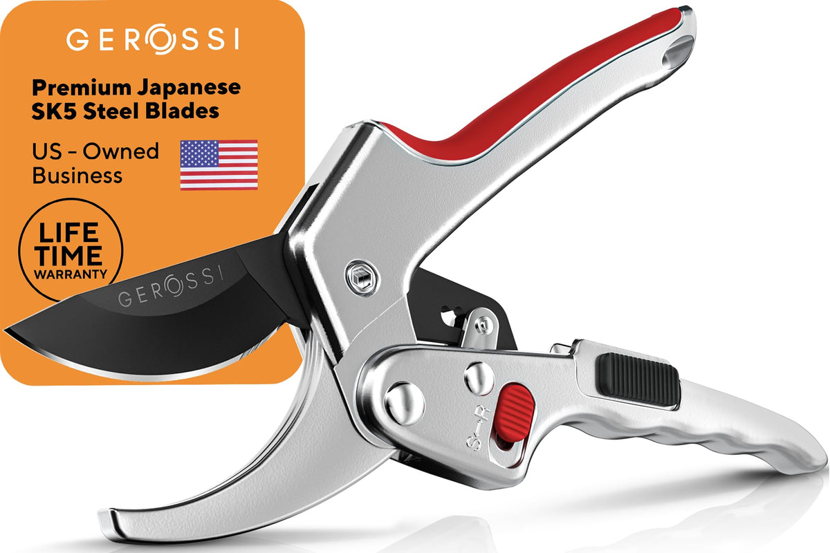 Gerossi Ratchet Pruning Shears Heavy Duty, Hand Pruners for Gardening
