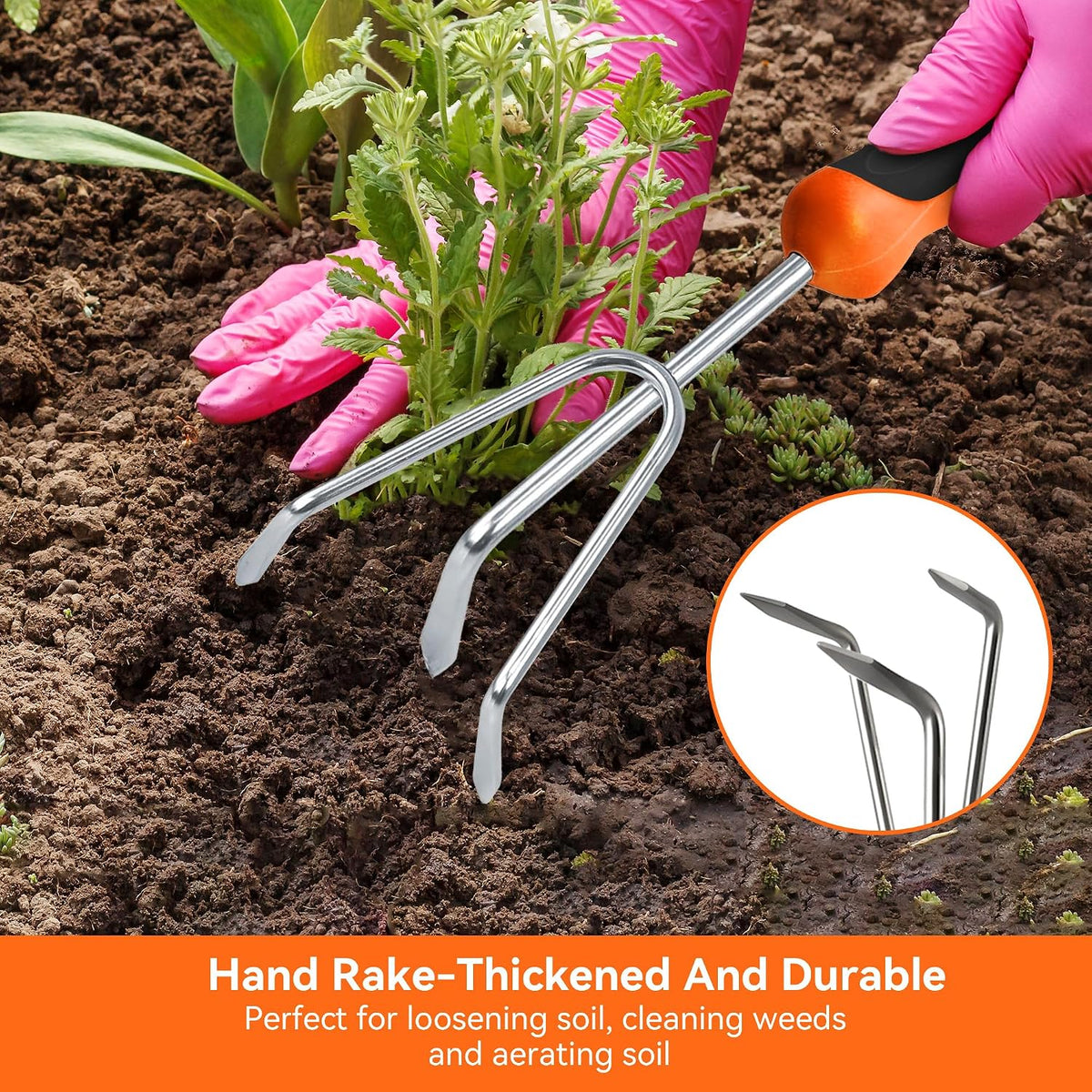 Garden Tool Set with Heavy-Duty Trowel, Transplanter & Cultivator