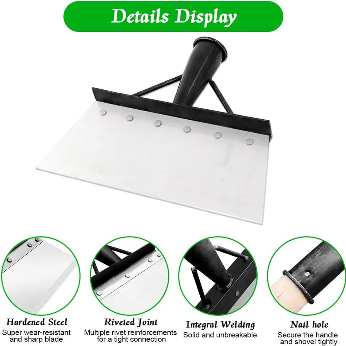 2026 Upgraded Durable Metal Shovel - Head Only with Wooden Handle, Multifunctional Landscaping & Durable Gardening Tool for Gardens, Walls, Floor Scraper, Weed Remover