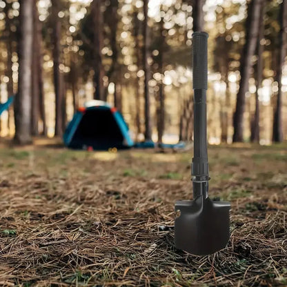 Durable Metal Folding Shovel - Steel Multi-Functional Tool with Foldable Head, Portable Grip, Compact Space-Saving Lightweight Design for Outdoor Hiking, Gardening, Emergency Vehicle Reversing Needs