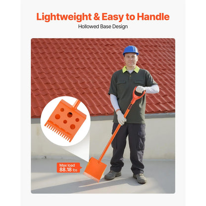 VEVOR 4-Piece D-Grip Handle Shingle Shovels - Durable Metal Shovels with 30.47-in Lever, 45# Steel Blade, Shock Absorbent Lightweight PP Soft Grip, Roof Demolition & Nail Tearing Tool for Residential Use, Orange#SohoChic