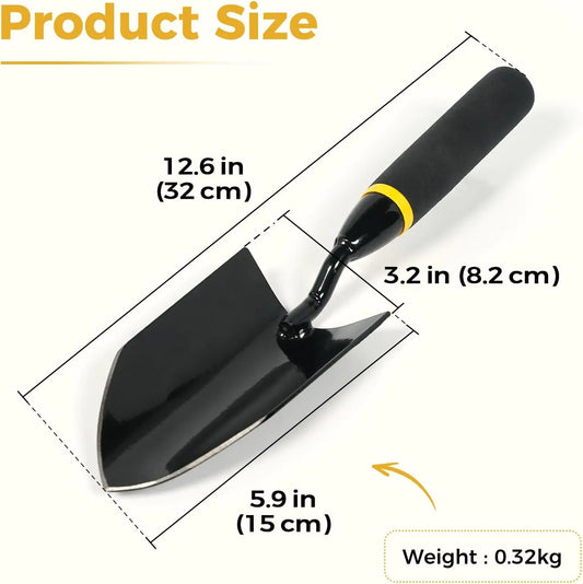 Bamworld Heavy Duty Garden Shovel - High-Strength Steel Pointed Blade Tool with Ergonomic Soft-Grip Non-Slip Handle, Lightweight & Portable for Digging, Planting Home Gardens & Balcony Plants, Ideal for Outdoor Projects Gardeners