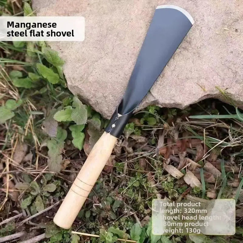 Manganese Steel Garden Shovel Set (2-Count) - Durable Wooden-Handled Trowels, Compact and Easy to Handle, Pointed & Flat Tips, Ideal for Beginners' General Gardening Tasks, Outdoor Gardening Supplies