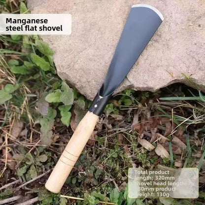 Manganese Steel Garden Shovel Set (2-Count) - Durable Wooden-Handled Trowels, Compact and Easy to Handle, Pointed & Flat Tips, Ideal for Beginners' General Gardening Tasks, Outdoor Gardening Supplies