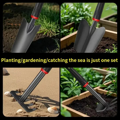 Anti-Rust Garden Tool Set - 4-Piece Rust Resistant Soil Loosening Gardening Kit with 2 Shovels, Rake, Cultivator, Transplanting Tool, Ergonomic Rubber Grip Handles, Anti-Rust Garden Tool Sets, Rust Resistant Garden Tool Sets, Soil Loosening Garden Tool Se