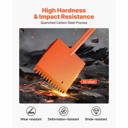 VEVOR 4-Piece D-Grip Handle Shingle Shovels - Durable Metal Shovels with 30.47-in Lever, 45# Steel Blade, Shock Absorbent Lightweight PP Soft Grip, Roof Demolition & Nail Tearing Tool for Residential Use, Orange#SohoChic