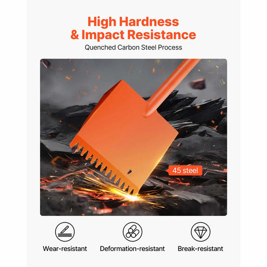 VEVOR 4-Piece D-Grip Handle Shingle Shovels - Durable Metal Shovels with 30.47-in Lever, 45# Steel Blade, Shock Absorbent Lightweight PP Soft Grip, Roof Demolition & Nail Tearing Tool for Residential Use, Orange#SohoChic