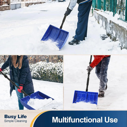55-in Portable Snow Shovel, Outdoor Hand Tool with D-Grip Handle, Aluminum Strip, Large Capacity for Driveway, Home Garage Snow Removal,toolupgrade