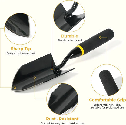 Bamworld Heavy Duty Garden Shovel - High-Strength Steel Pointed Blade Tool with Ergonomic Soft-Grip Non-Slip Handle, Lightweight & Portable for Digging, Planting Home Gardens & Balcony Plants, Ideal for Outdoor Projects Gardeners