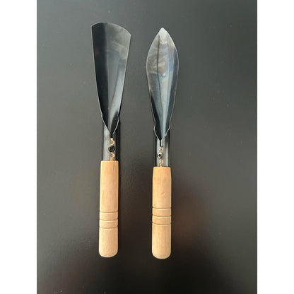 Manganese Steel Garden Shovel Set (2-Count) - Durable Wooden-Handled Trowels, Compact and Easy to Handle, Pointed & Flat Tips, Ideal for Beginners' General Gardening Tasks, Outdoor Gardening Supplies