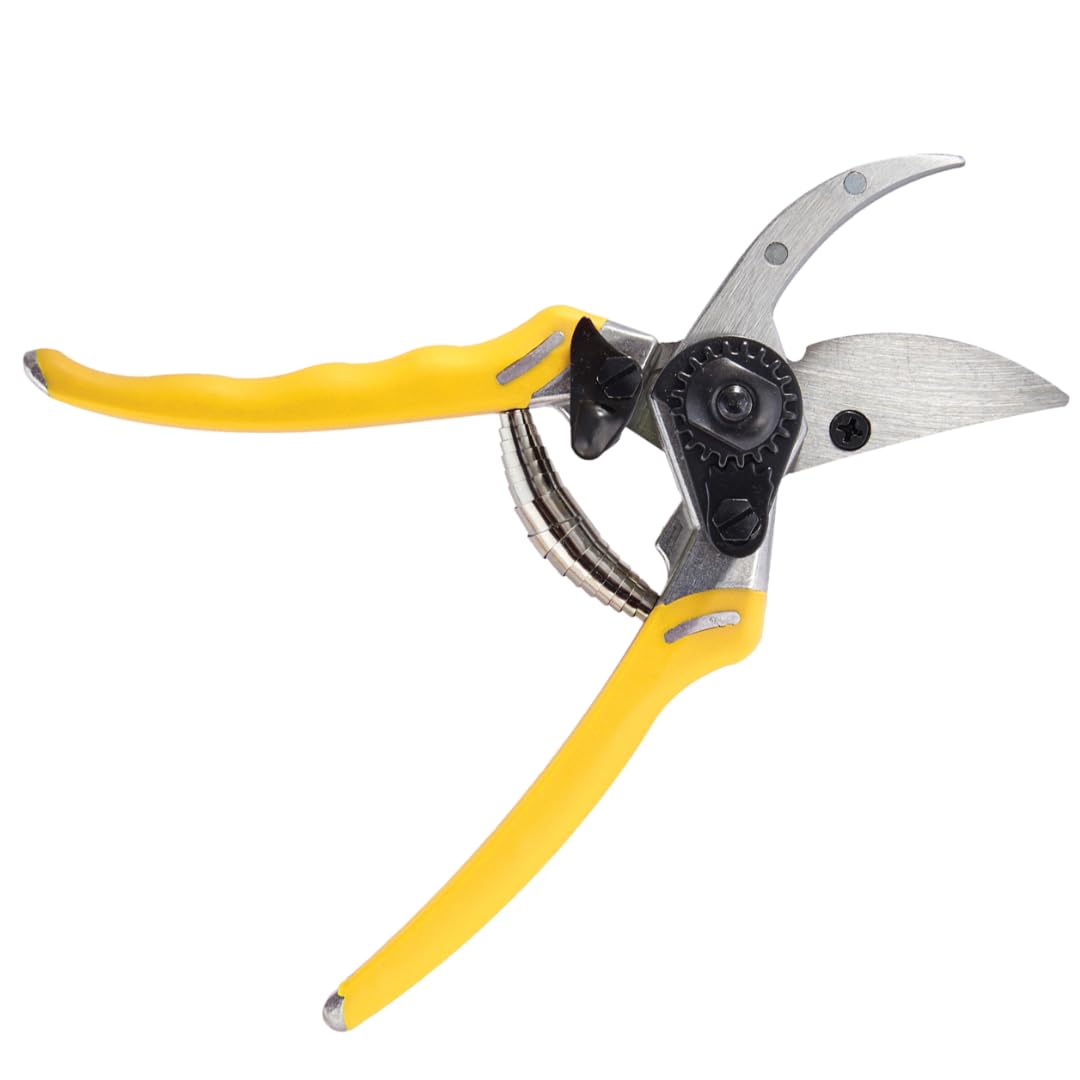 Dramm ColorPoint Stainless Steel Compact Garden Pruning Shears, Hand Pruner, Garden Clippers, with Heavy Duty Blade and Easy grip Handle, Yellow
