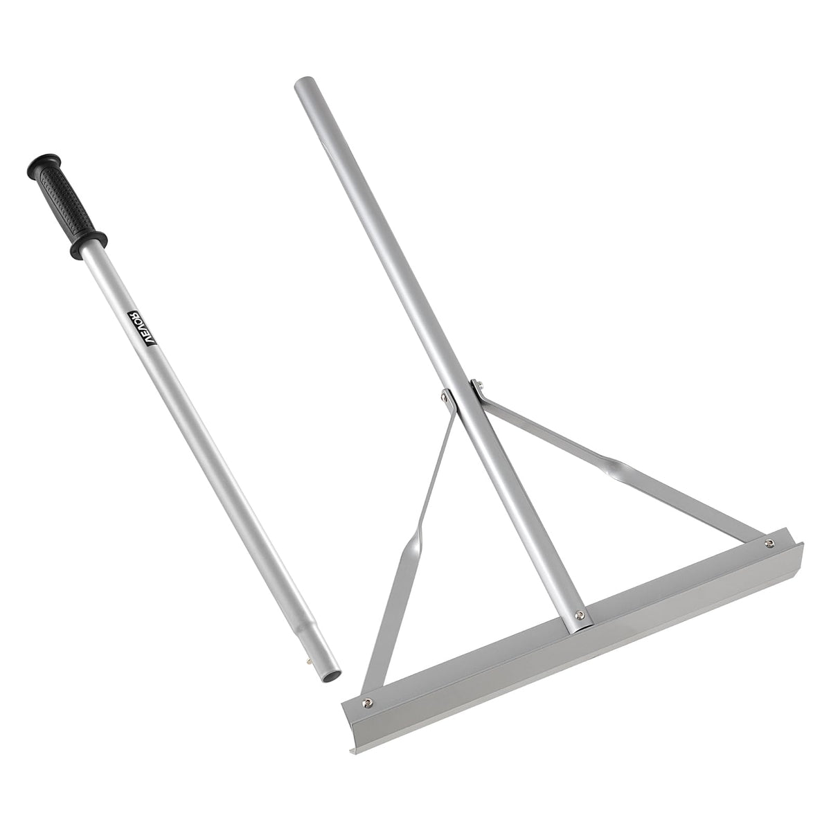 VEVOR Landscape Rake, 36" Head Aluminum Lake Weed Rake with 75" Long Handle for Loosening Soil, Lawn Care, Weeding Lake, Garden, Silver