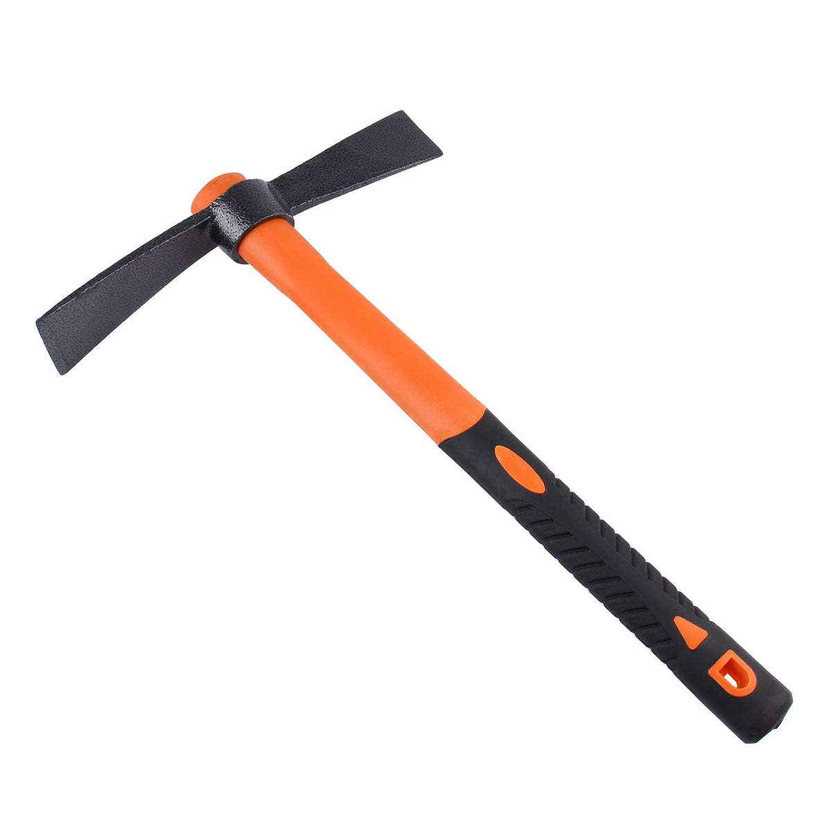3 Sprongs Dual Head Rake Hoe with Heavy Duty Forged Adze and Ergonomic Non-Slip Handle for Loosening Soil, Gardening, Camping Outdoor 39mm/15-Inch