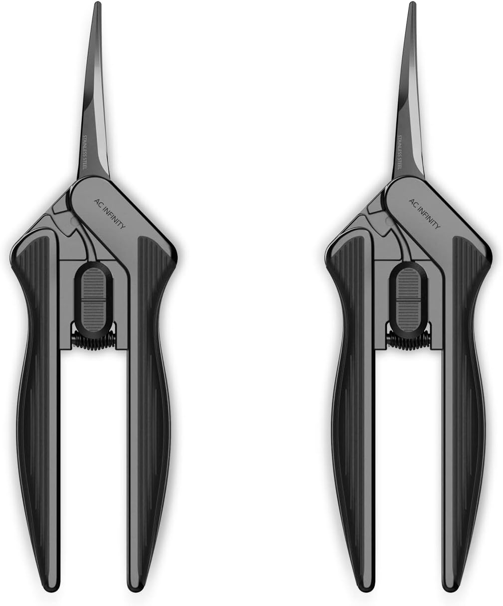 AC Infinity Ergonomic Pruning Shear 6.6”, Stainless Steel Curved, 2-Pack