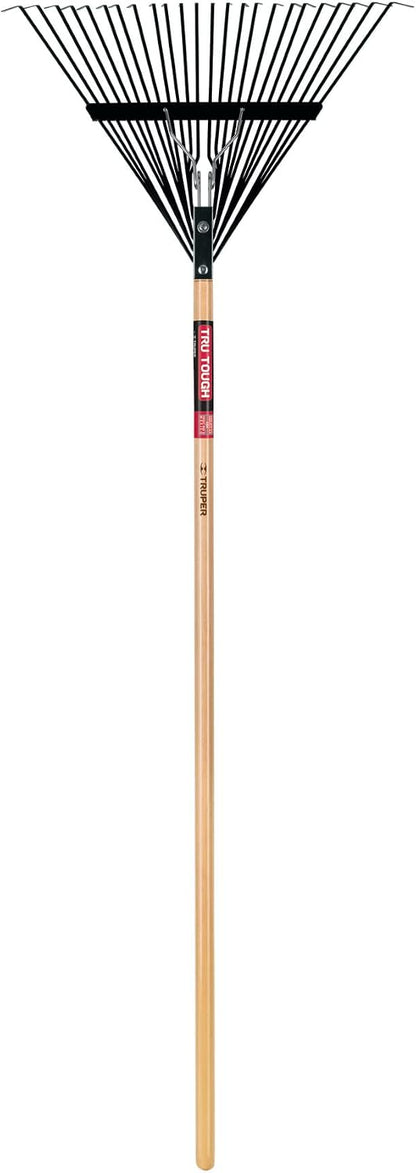 Truper TruPro Steel Leaf Rake, 24-Inch Head, 54-Inch Wood Handle - Garden Rakes Metal Heavy Duty - Yard Rakes - Lawn Rake for Leaves and Grass (Model EMX-24 / 30480)