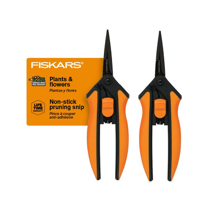 Fiskars 6" Steel Micro-Tip Pruning Scissors, Garden Snips for Small Plants