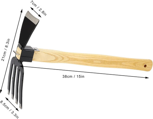 Garden Hoe, Hand Rake Tool with Ergonomic Handle for Weeding Harvesting,