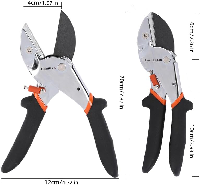 LeafLux 8" Professional Heavy Duty Anvil Pruning Shears with Anti-Rust SK-5 Blades, Garden Shears for Dry Stems and Small Branches, Gardening Scissors, Clippers for Wood, Non-Slip Handle. | LFXP1108S