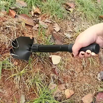 Durable Metal Folding Shovel - Steel Multi-Functional Tool with Foldable Head, Portable Grip, Compact Space-Saving Lightweight Design for Outdoor Hiking, Gardening, Emergency Vehicle Reversing Needs