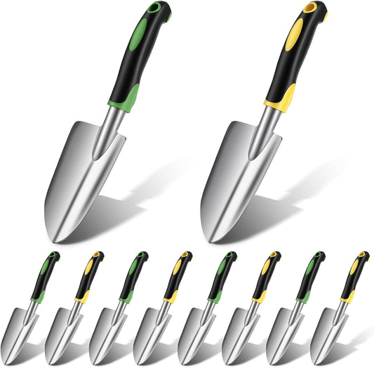 PercyEffie10 Pcs Garden Trowel Bulk, Heavy Duty Shovels Garden Tool, Small Shovel for Digging Metal Hand Trowel Spade with Soft TPR Handle for Flower Soil Planting Digging Transplanting