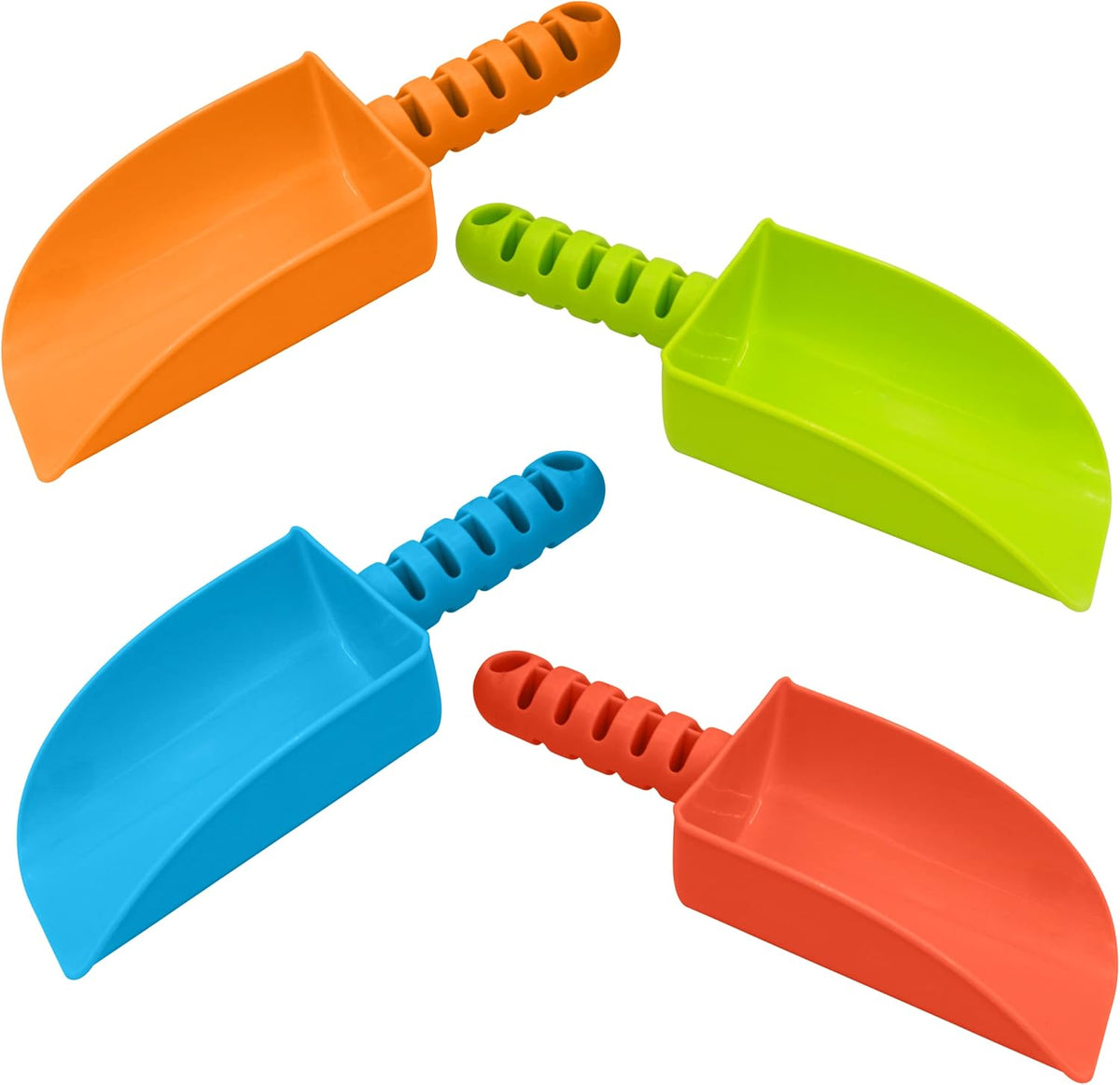 4E's Novelty 4 Pack Beach Shovels 8 Inch, Heavy Duty Plastic Sand Shovel for Kids, - Great for Planting Gardening Shovels for Toddlers, Outdoor Digging Sandbox Toys, Easter Basket Stuffers