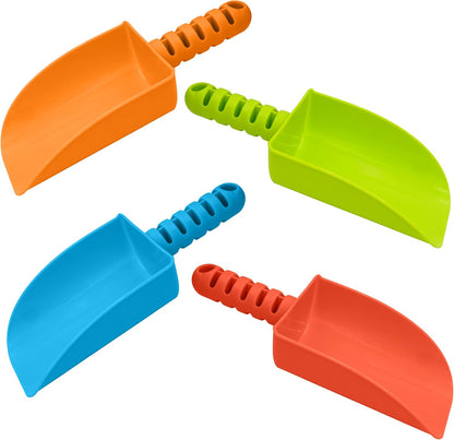 4E's Novelty 4 Pack Beach Shovels 8 Inch, Heavy Duty Plastic Sand Shovel for Kids, - Great for Planting Gardening Shovels for Toddlers, Outdoor Digging Sandbox Toys, Easter Basket Stuffers