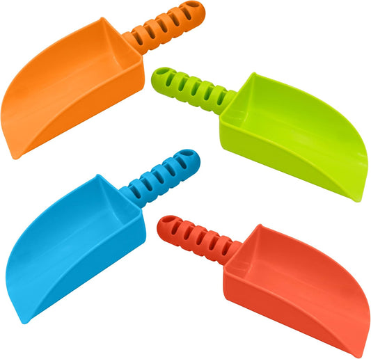4E's Novelty 4 Pack Beach Shovels 8 Inch, Heavy Duty Plastic Sand Shovel for Kids, - Great for Planting Gardening Shovels for Toddlers, Outdoor Digging Sandbox Toys, Easter Basket Stuffers
