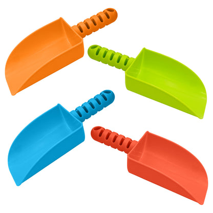 4E's Novelty 4 Pack Beach Shovels 8 Inch, Heavy Duty Plastic Sand Shovel for Kids, - Great for Planting Gardening Shovels for Toddlers, Outdoor Digging Sandbox Toys, Easter Basket Stuffers