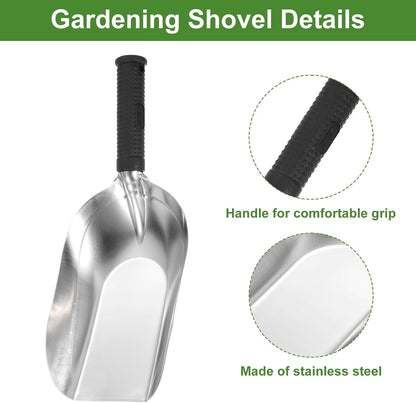 HARFINGTON Garden Hand Shovel 11.8" x 4.5" Stainless Steel Square Shovel Hand Trowel Gardening Tools for Transplanting Weeding Digging Planting
