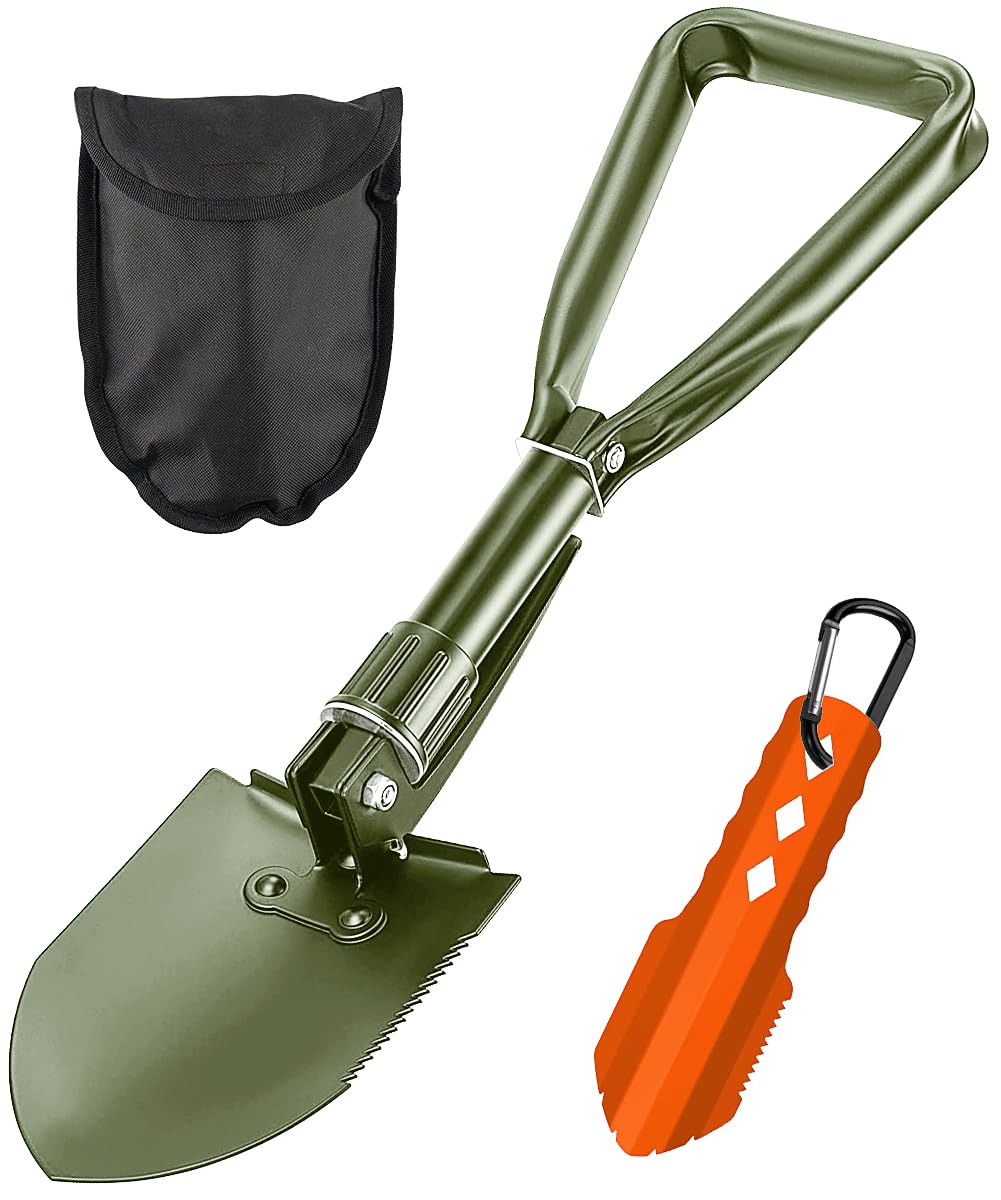 Digging Shovel, 18.5'' Lightweight Camping Shovel Portable High Carbon Steel Folding Mini Trowels for Outdoor Camping Backpacking Hiking Car Emergency Home Garden
