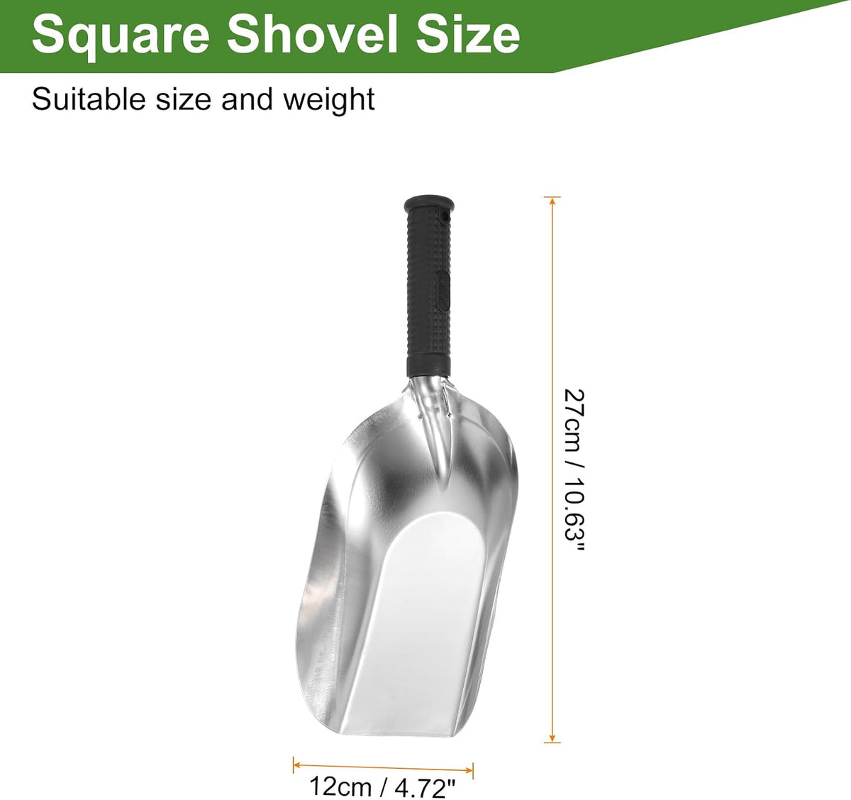 HARFINGTON Garden Hand Shovel 11.8" x 4.5" Stainless Steel Square Shovel Hand Trowel Gardening Tools for Transplanting Weeding Digging Planting