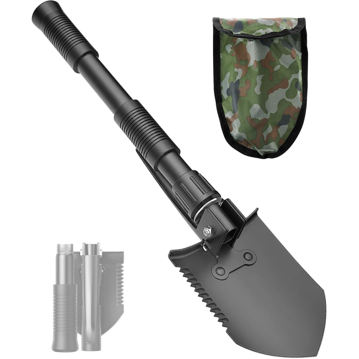 Digging Shovel, 18.5'' Lightweight Camping Shovel Portable High Carbon Steel Folding Mini Trowels for Outdoor Camping Backpacking Hiking Car Emergency Home Garden