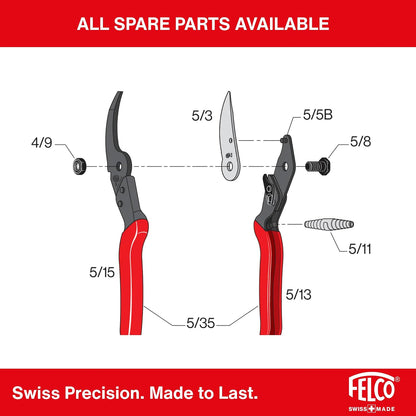 Felco F5 Pruning Shears – 8.9" All Steel Large Swiss-Made Garden Clippers| Hand Pruners for Garden & Landscape | Garden Tool Cutter with Precision Bypass Blade, Forged Aluminum Body, Replaceable Parts