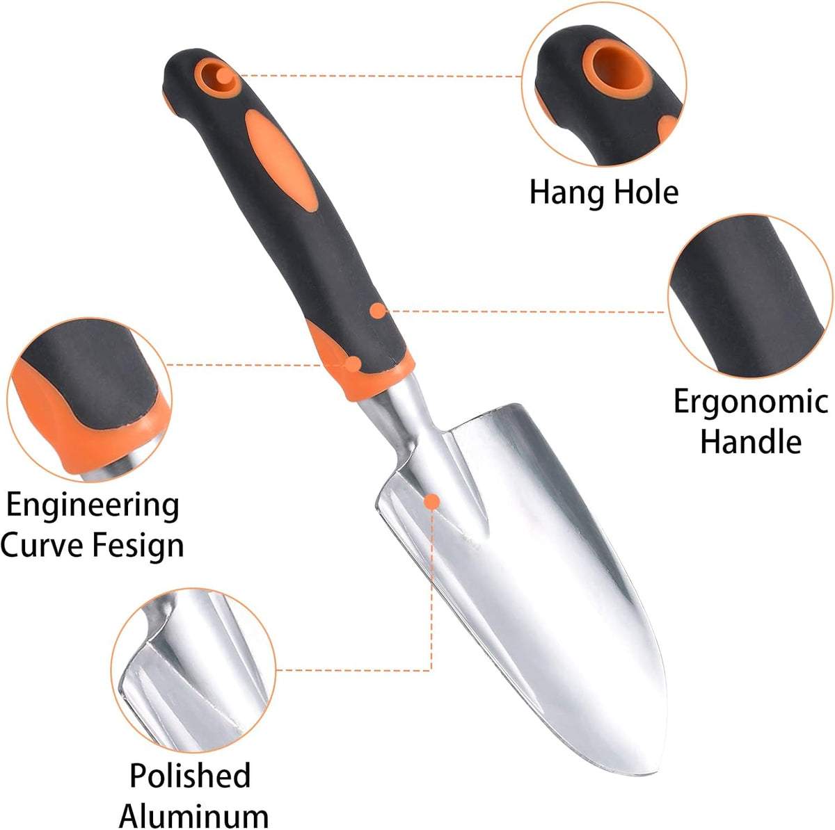Garden Shovel Hand Trowel Mini Shovel, Orange