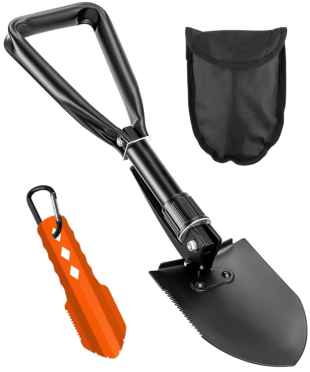 Digging Shovel, 18.5'' Lightweight Camping Shovel Portable High Carbon Steel Folding Mini Trowels for Outdoor Camping Backpacking Hiking Car Emergency Home Garden