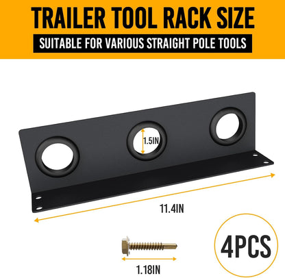 Utility Trailer Tool Rack, 4Pcs 3 Hole Shovel Holder