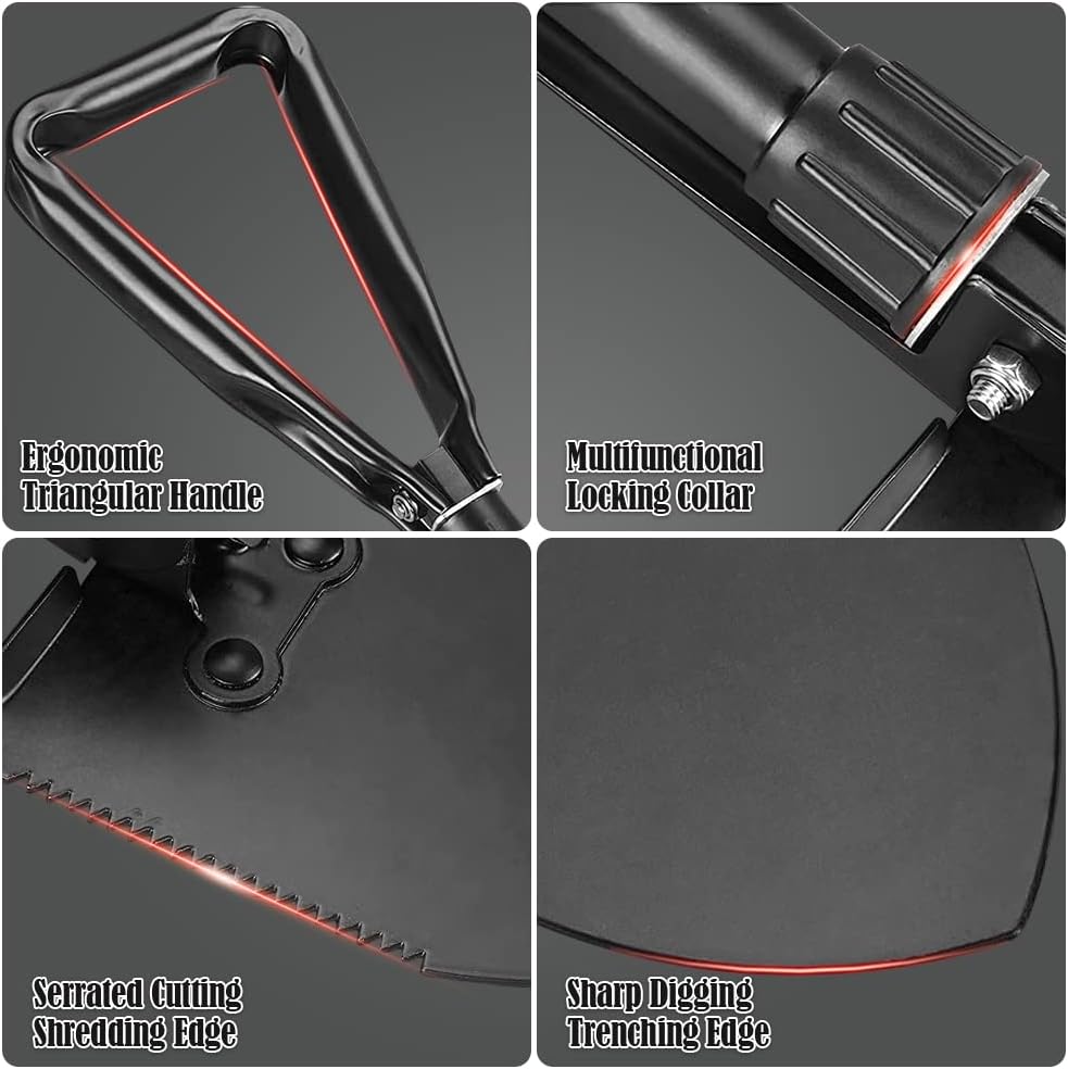 Digging Shovel, 18.5'' Lightweight Camping Shovel Portable High Carbon Steel Folding Mini Trowels for Outdoor Camping Backpacking Hiking Car Emergency Home Garden
