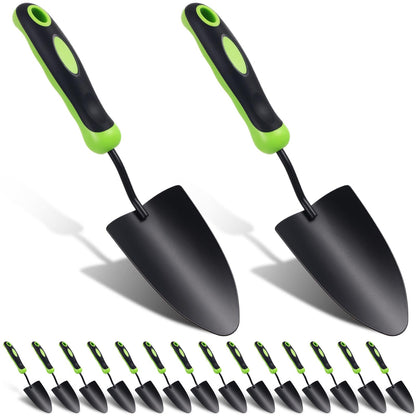 Yaocom 12 Pcs Garden Shovel Aluminum Alloy Heavy Duty Trowel Small Digging Shovels Metal Hand Trowel Spade with Soft Handle for Garden Lawn Yard Planting Tool (Wide Shovel,Yellow,Green,Orange,Red)