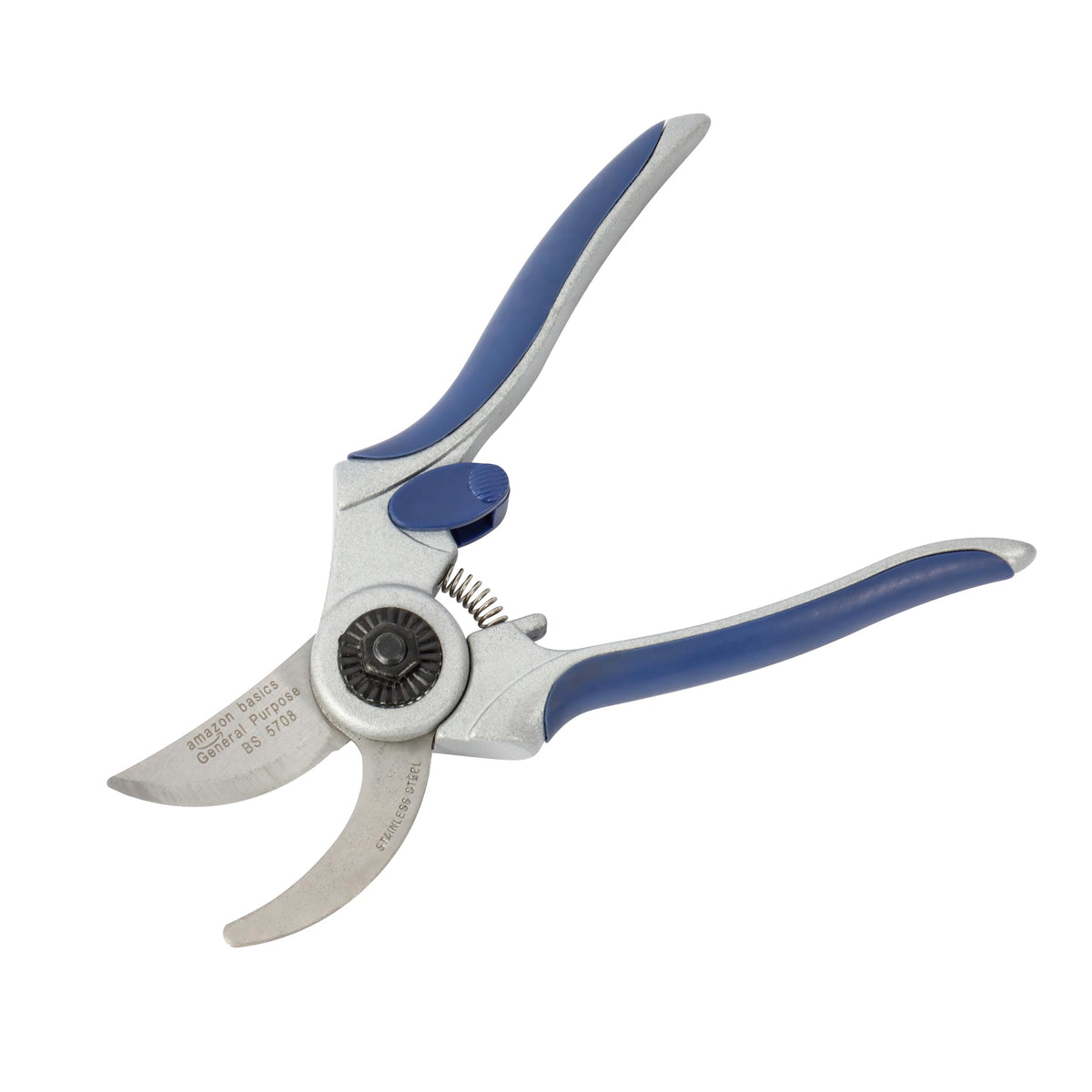 Amazon Basics Professional Bypass Pruning Shears, Garden Clippers, 8-inch Steel Hand Pruners, Rust Resistant with Ergonomic Non-Slip Grip for Trimming Plants and Cutting Flowers, Blue