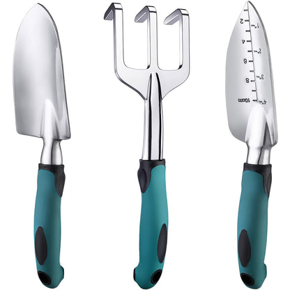 FANHAO Garden Tool Set, 3 Piece Heavy Duty Garden Trowels Cast-Aluminum Garden Hand Shovels with Non-Slip Rubber Grip, Idea for Transplanting, Weeding, Digging and Planting