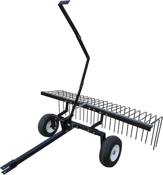 Yard Tuff Steel Pine Straw Rake and Lawn Sweeper, 24 Spring Tines, 60-Inch