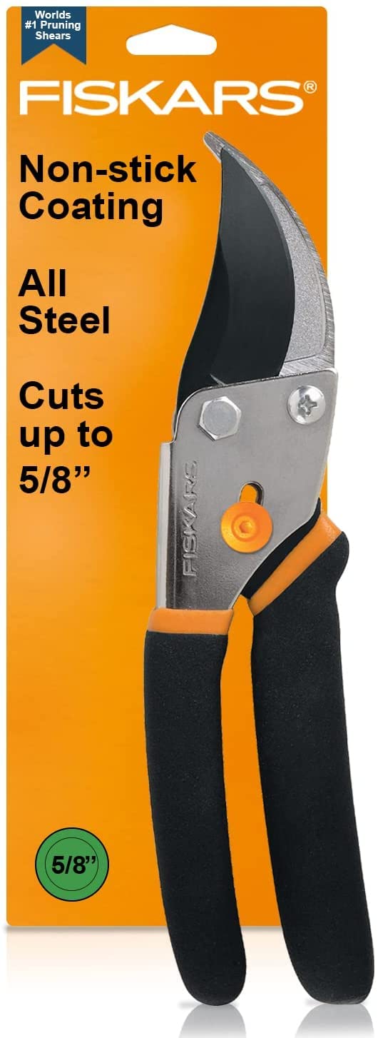 Fiskars Forged Steel Bypass Pruning Shears, 1" Cut Capacity Garden Clippers