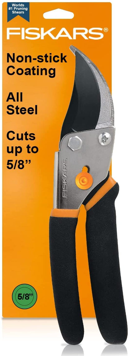 Fiskars Forged Steel Bypass Pruning Shears, 1" Cut Capacity Garden Clippers