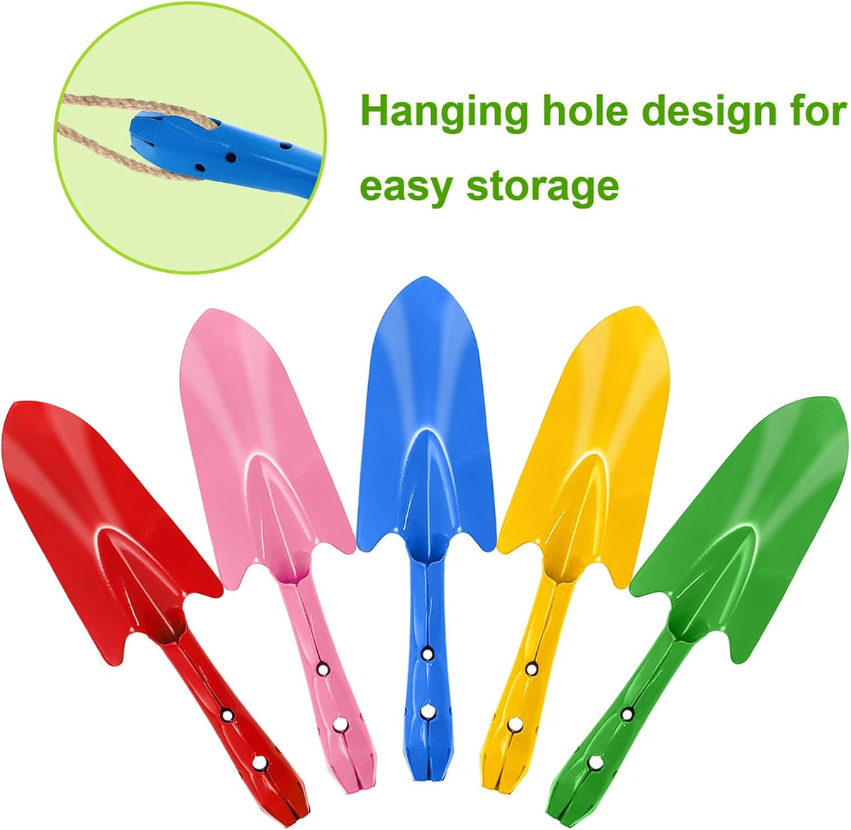 Nicunom 10 Pack Colorful Metal Hand Shovels, Garden Trowel Set Small Gardening Hand Tools for Soil Planting Digging Transplanting, 5 Colors