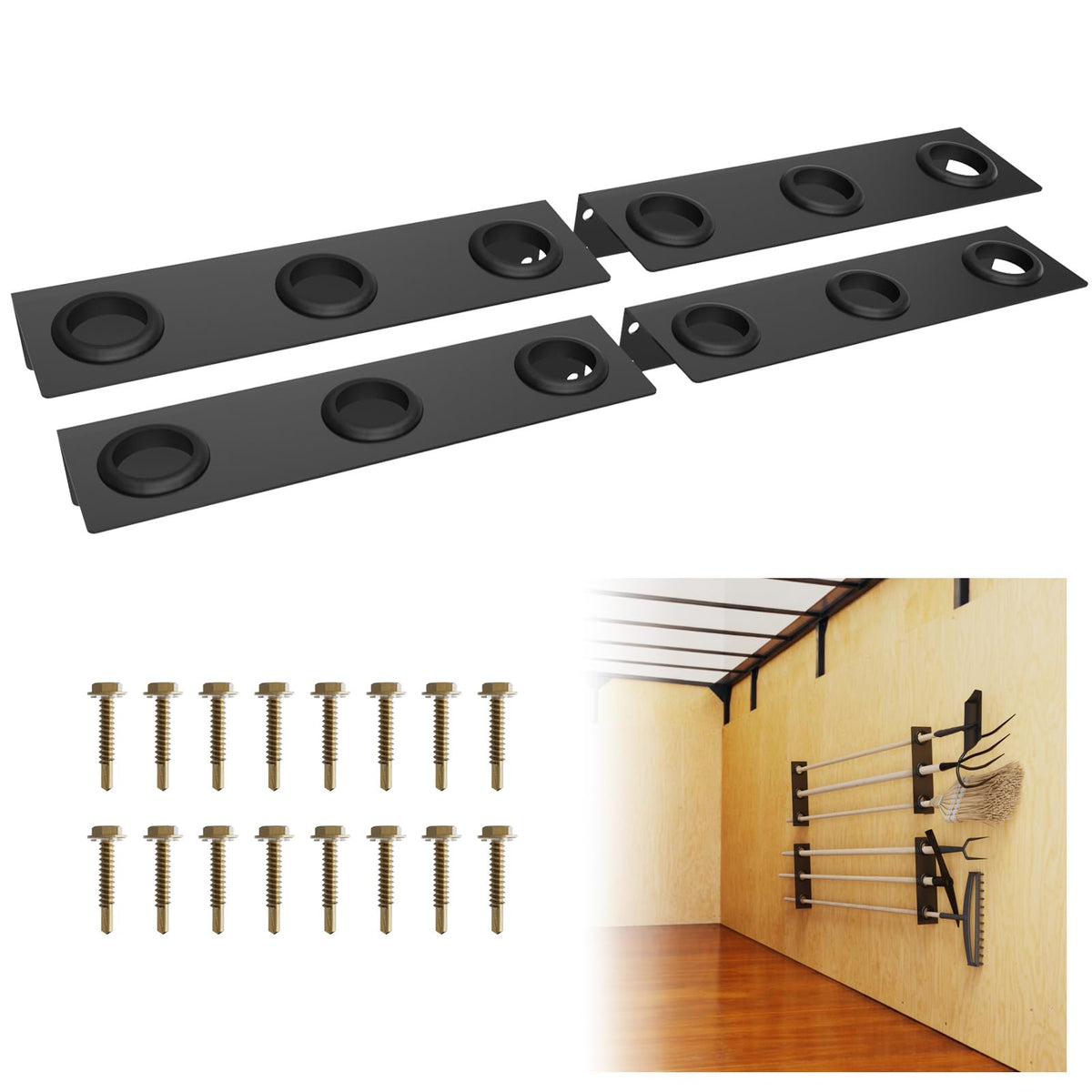 Utility Trailer Tool Rack, 4Pcs 3 Hole Shovel Holder